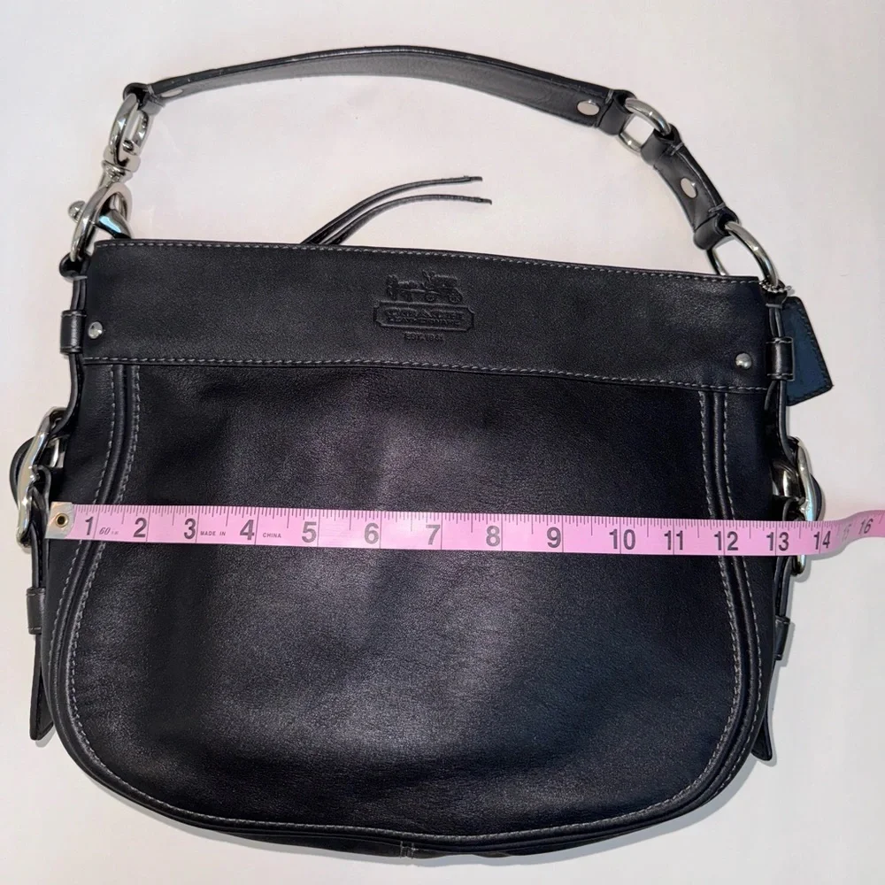 Coach Black Leather Zoe Shoulder Bag EUC Y2k Silver Hardware Hobo